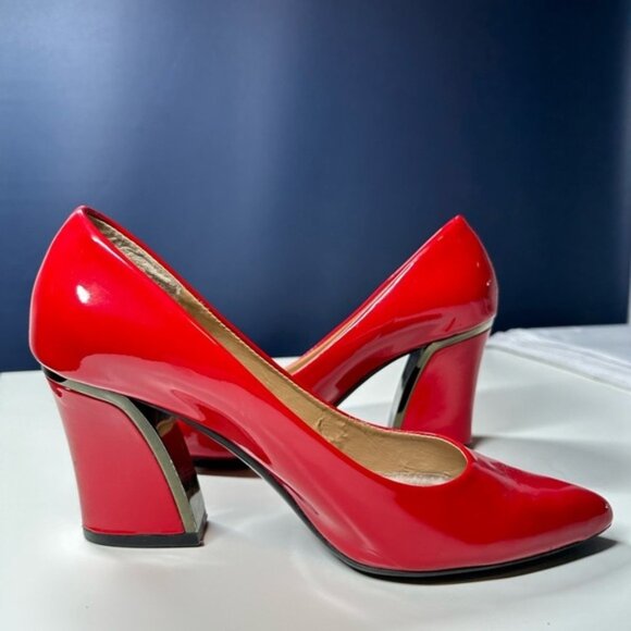 VANELi Red Patent Leather Pointed Toe Block Heels Size 6 - Picture 5 of 10